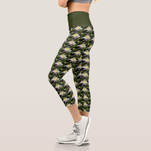Leggings Capri Lys d'eau blanche Floral