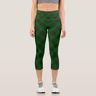 Leggings Capri MacLean Tartan vert et noir plaid