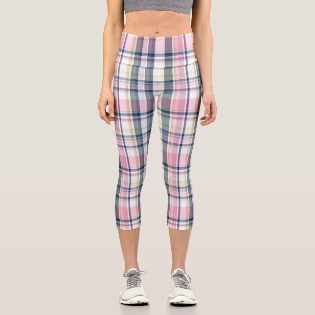 Leggings Capri Madras White Preppy Vert Marine Rose #3 (Recto)