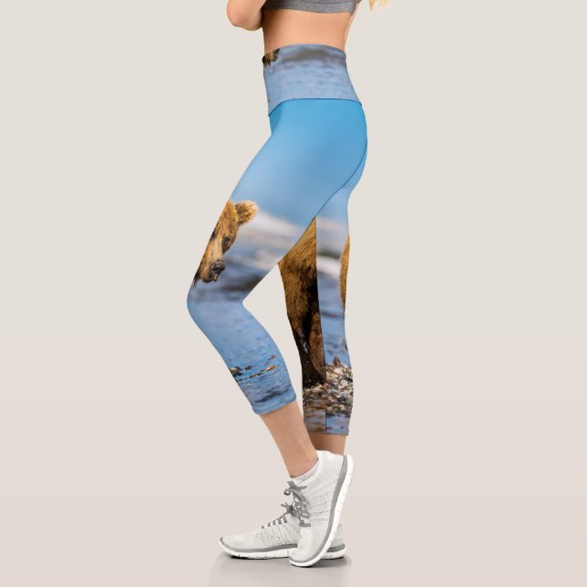 Leggings Capri Maman ours regarde ses deux enfants (Gauche)
