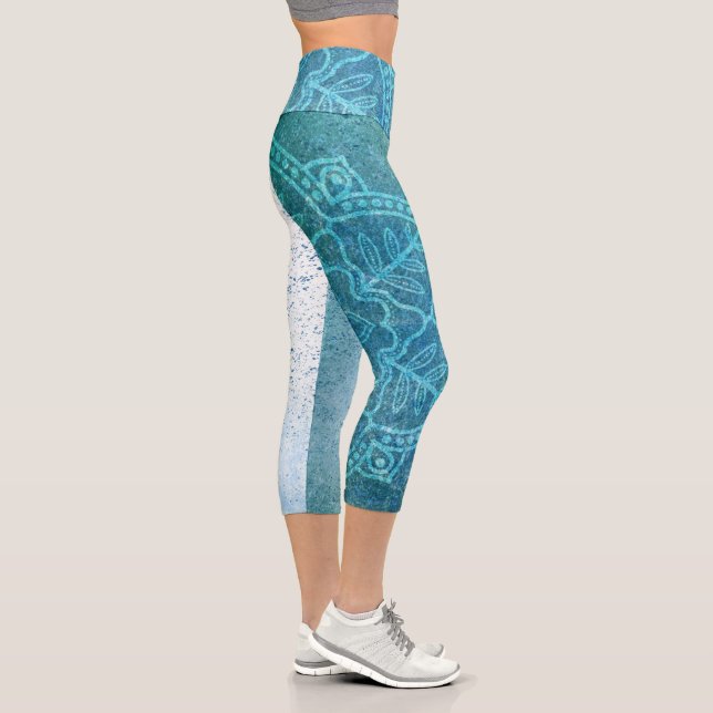 Leggings Capri Mandala bleu clair (Droite)