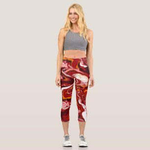 Leggings Capri Marbre Bourgogne Digital Fluid Art
