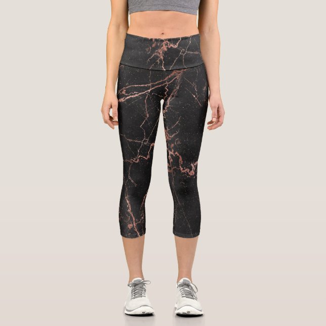Leggings Capri Marbre tendance de luxe rose noir (Recto)