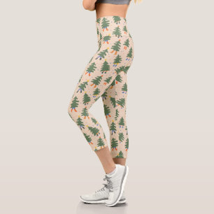 Leggings Capri Marche Whimsical Motif des arbres de Noël