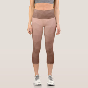 Leggings Capri Marron moka motif géométrique en maille moderne