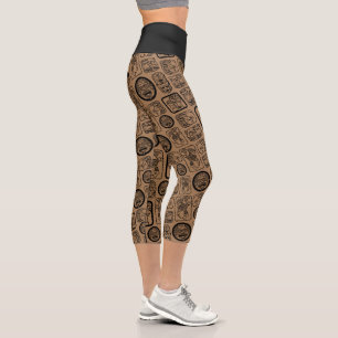 Leggings Capri Masque ancien tribal MAYA motif 1
