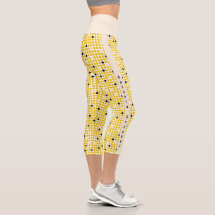 Leggings Capri Matrice de points - Crème jaune noir-AVEC TEXTE
