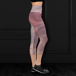 Leggings Capri Mauve Strata   Dusty Rose et Rose Gold Agate