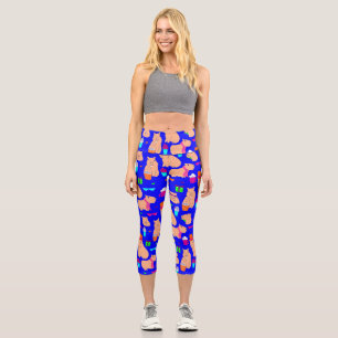 Leggings Capri mignon capybara drôle animal bleu
