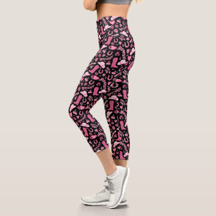 Leggings Capri Mignonne fille rose noire Howdy Cowgirl