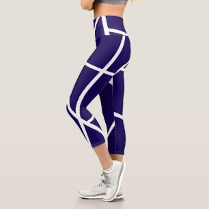 Leggings Capri Minimalisme Abstrait Art bleu foncé blanc