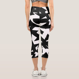 Leggings Capri Minimalisme Abstrait Art Motif noir blanc