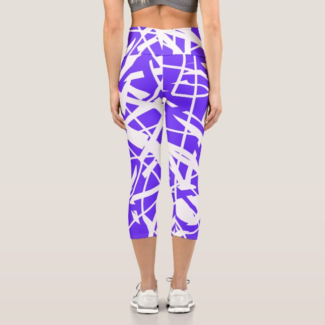 Leggings Capri Minimalisme blanc bleu lavande d'art Abstrait (Verso)