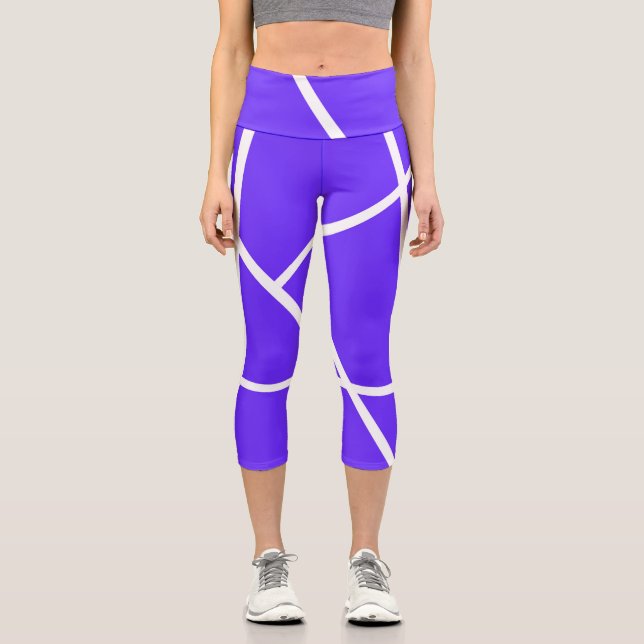 Leggings Capri Minimalisme blanc bleu lavande d'art Abstrait (Recto)