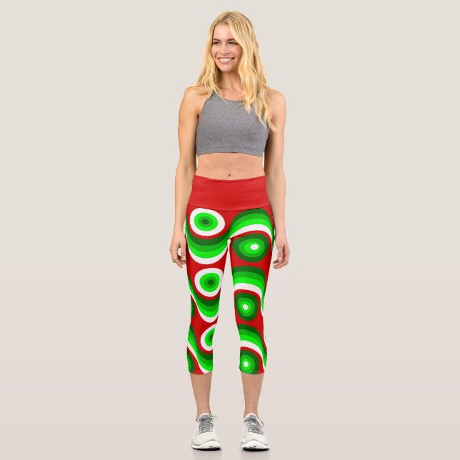 Leggings Capri moche de noël super rouge (Recto)
