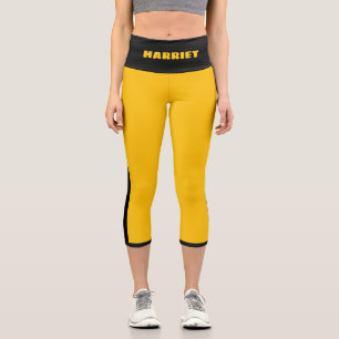 Leggings Capri Modèle de nom de bande jaune et noire