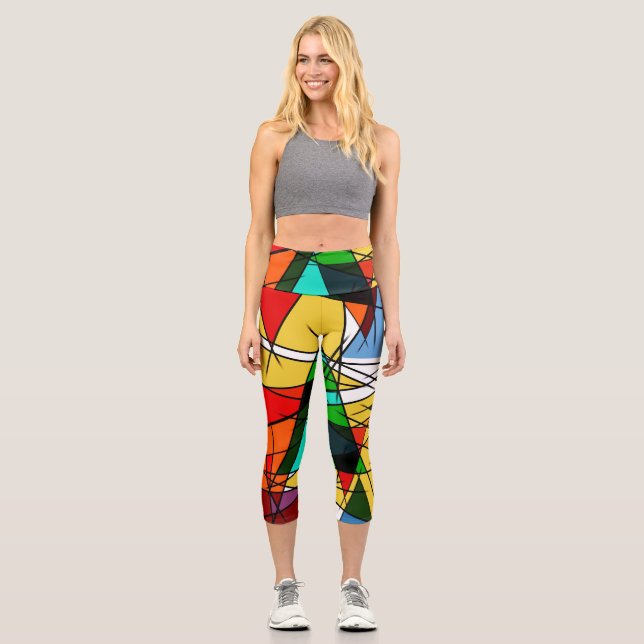 Leggings Capri Modern Triangle Colorful Geometric  (Recto)