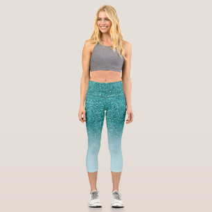Leggings Capri Moderne parties scintillant Turquoise ombre scinti