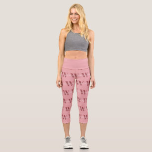 Leggings Capri Monogramme de fille et nom rose roux