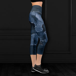 Leggings Capri Moody Agate   Marine Denim Steel Blue Faux Parties