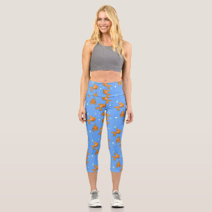 Leggings Capri Morceau de poisson rouge orange mignon sur dessin 