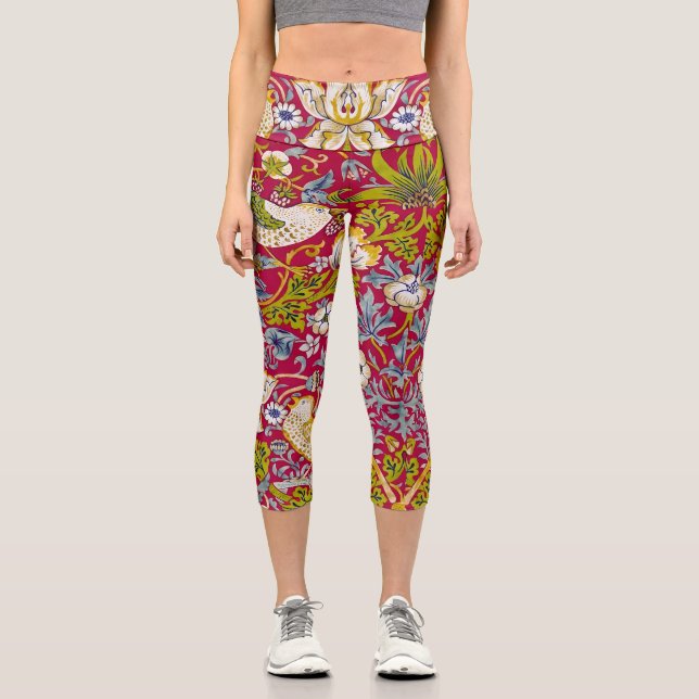 Leggings Capri Morris Red Arrière - plan Strawberry Thief Motif (Recto)