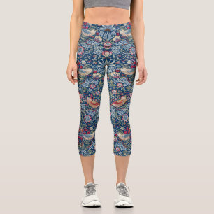 Leggings Capri Morris Strawberry Thief Classique Bleu Indigo Fin