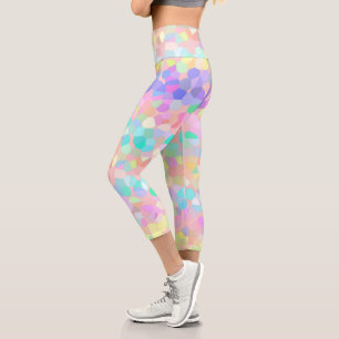 Leggings Capri Mosaïque bleue pastel vert rose jaune