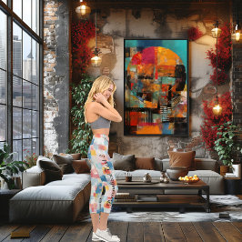 Leggings Capri Mosaïque colorée : Motif géométrique Pastel Abstra
