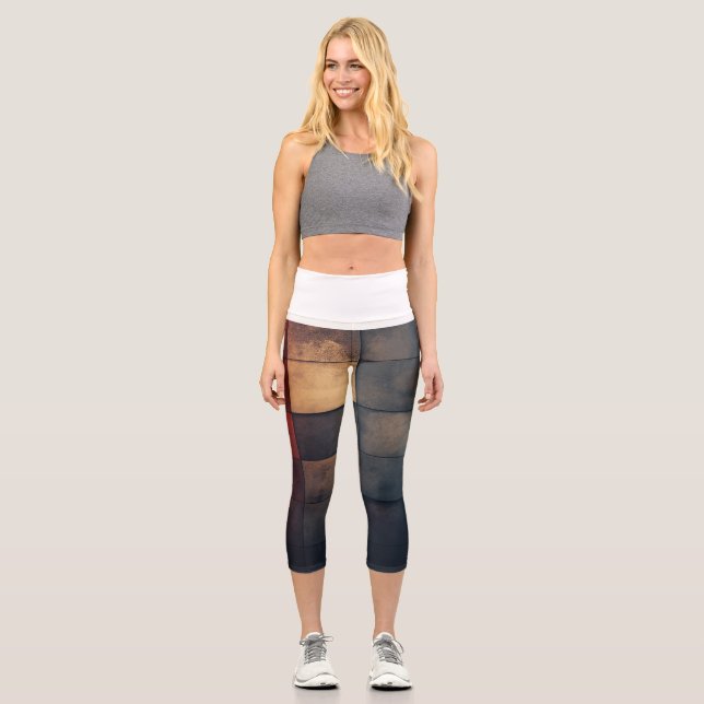 Leggings Capri 🎨 Mosaïque Texturée en Nuances de Couleur 🔲 (Recto)