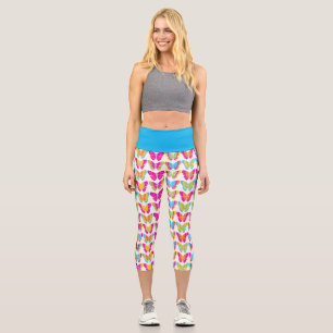 Leggings Capri Motif à papillon arc-en-ciel mignon