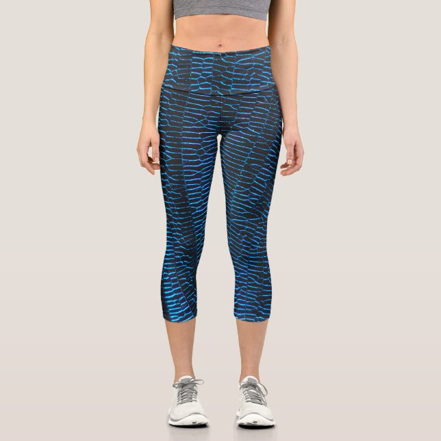 Leggings Capri Motif abstrait brillant métallique dynamique néon  (Recto)