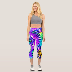 Leggings Capri Motif Abstrait Tie Dye Adire