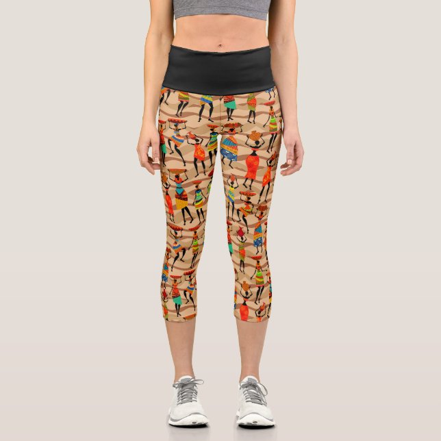 Leggings Capri Motif africaine des femmes tribales (Recto)
