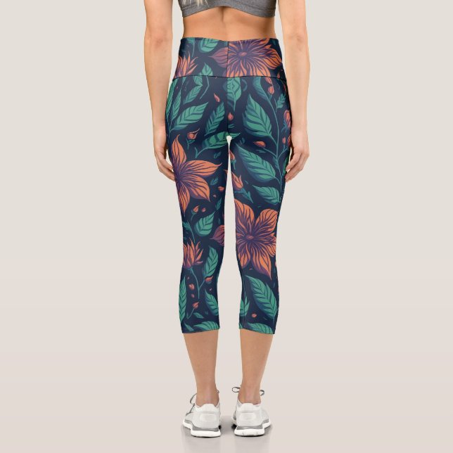 Leggings Capri Motif arc-en-ciel à feuille de fleurs (Verso)