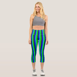 Leggings Capri Motif arc-en-ciel bleu vert abstrait 3D