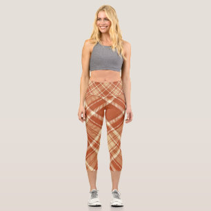Leggings Capri Motif blanc Brown écossais Tartan