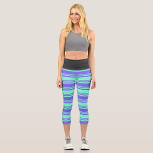 Leggings Capri Motif bleu azur et bleu ardoise moyen