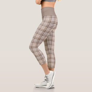 Leggings Capri Motif carreaux tartan ton terre neutre