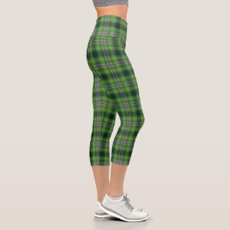 Leggings Capri Motif carreaux tartan vert violet Gingham