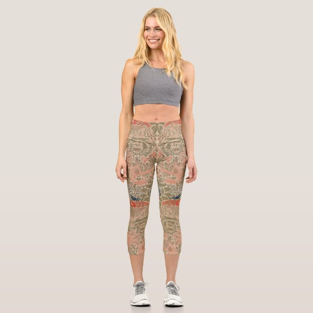 Leggings Capri Motif célèbre des oiseaux de William morris (Recto)