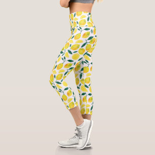 Leggings Capri Motif citron jaune aquarelle