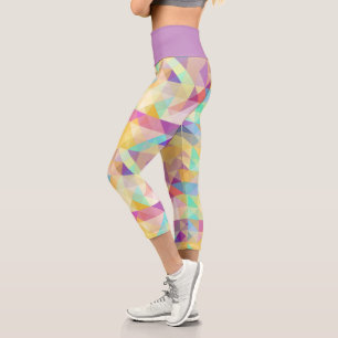 Leggings Capri Motif d'art bleu turquoise bleu rose
