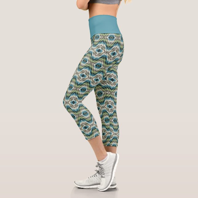 Leggings Capri Motif d'art de mosaïque amérindienne Abstraite (Gauche)