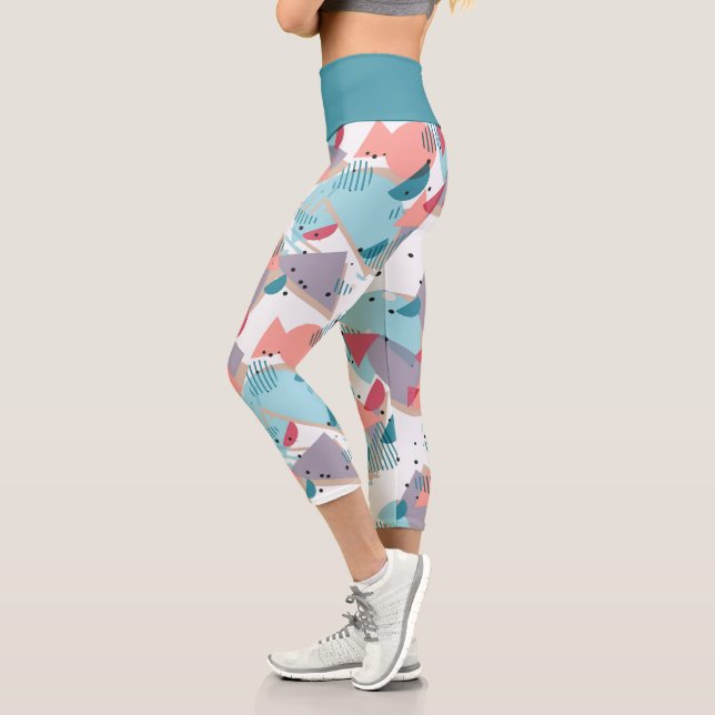 Leggings Capri Motif d'art moderne Abstrait de hanche géométrique (Gauche)