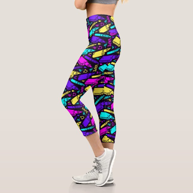 Leggings Capri Motif de bande brillant en gras (Gauche)