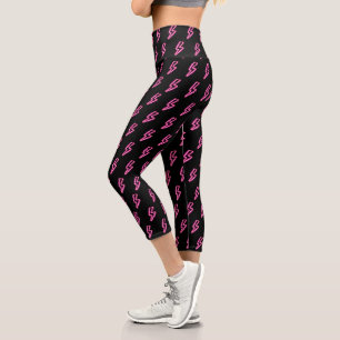 Leggings Capri Motif de boulon à éclair de néon rose