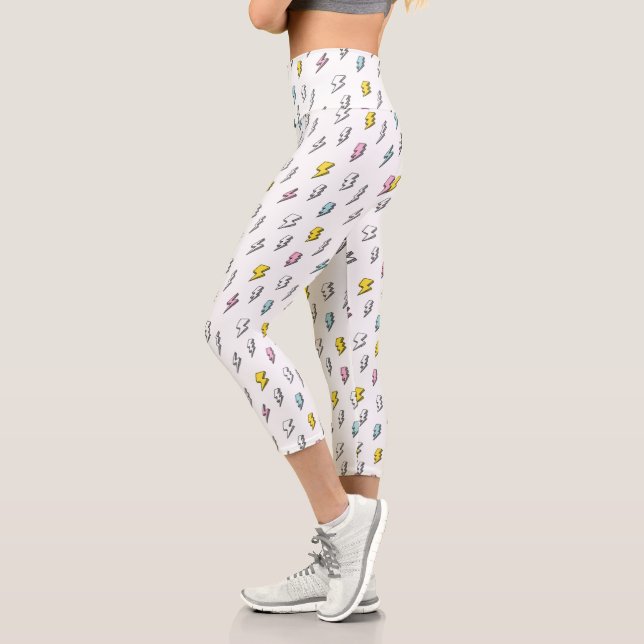 Leggings Capri Motif de boulon de foudre à doodle mignon (Gauche)