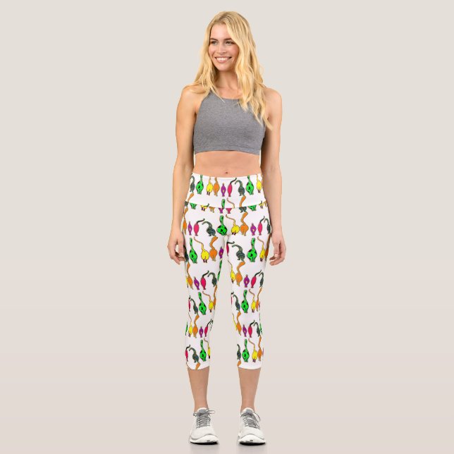 Leggings Capri Motif de boutons de chats colorés (Recto)