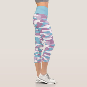 Leggings Capri Motif de camouflage blanc rose turquoise